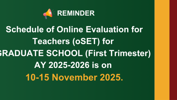 Schedule of Online Evaluation for Teachers (oSET) for Graduate School